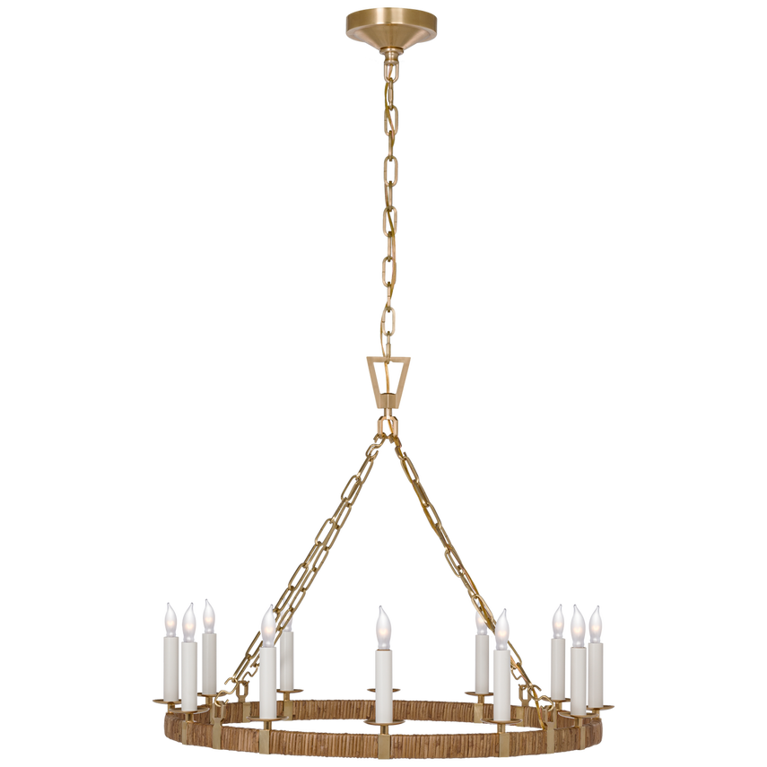Darlana Rattan Wrapped Chandelier - Iron/Brass