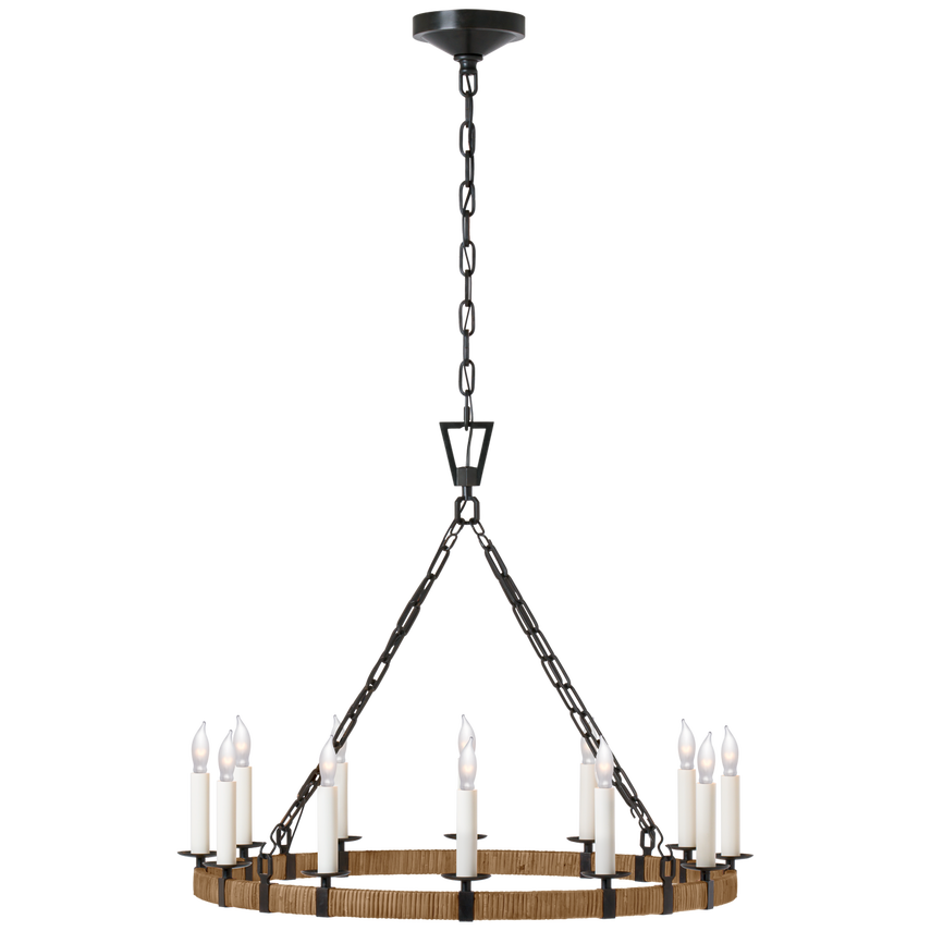 Darlana Rattan Wrapped Chandelier - Iron/Brass