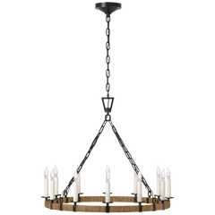 Darlana Rattan Wrapped Chandelier - Iron/Brass