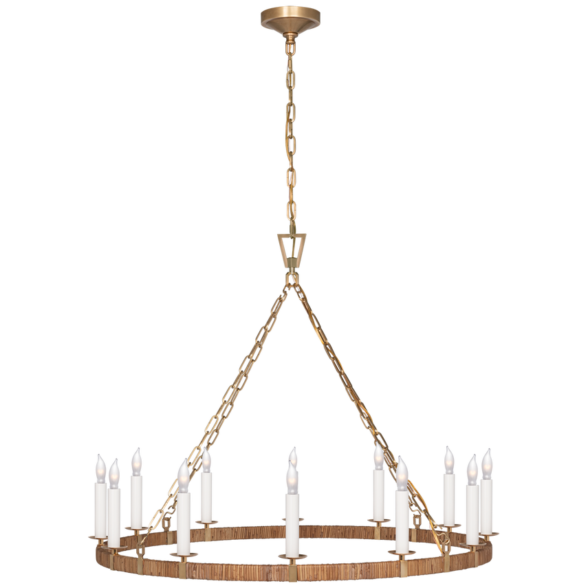 Darlana Rattan Wrapped Chandelier - Iron/Brass