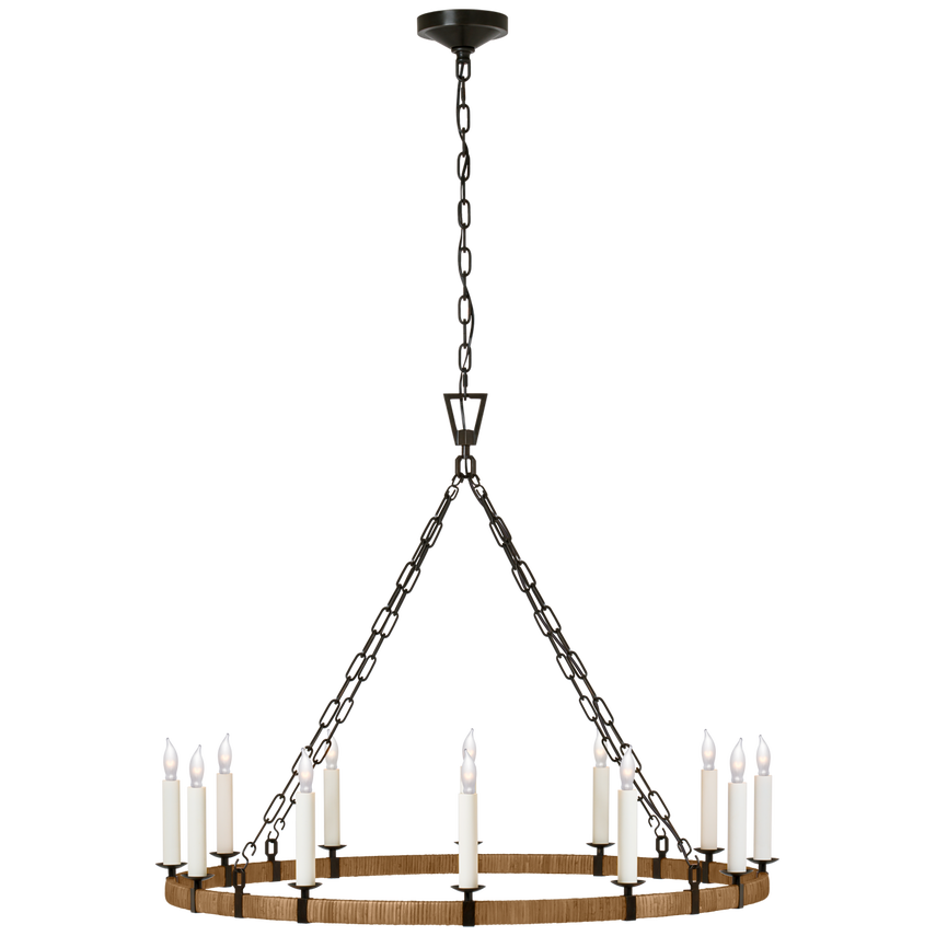 Darlana Rattan Wrapped Chandelier - Iron/Brass