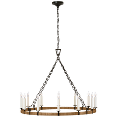 Darlana Rattan Wrapped Chandelier - Iron/Brass