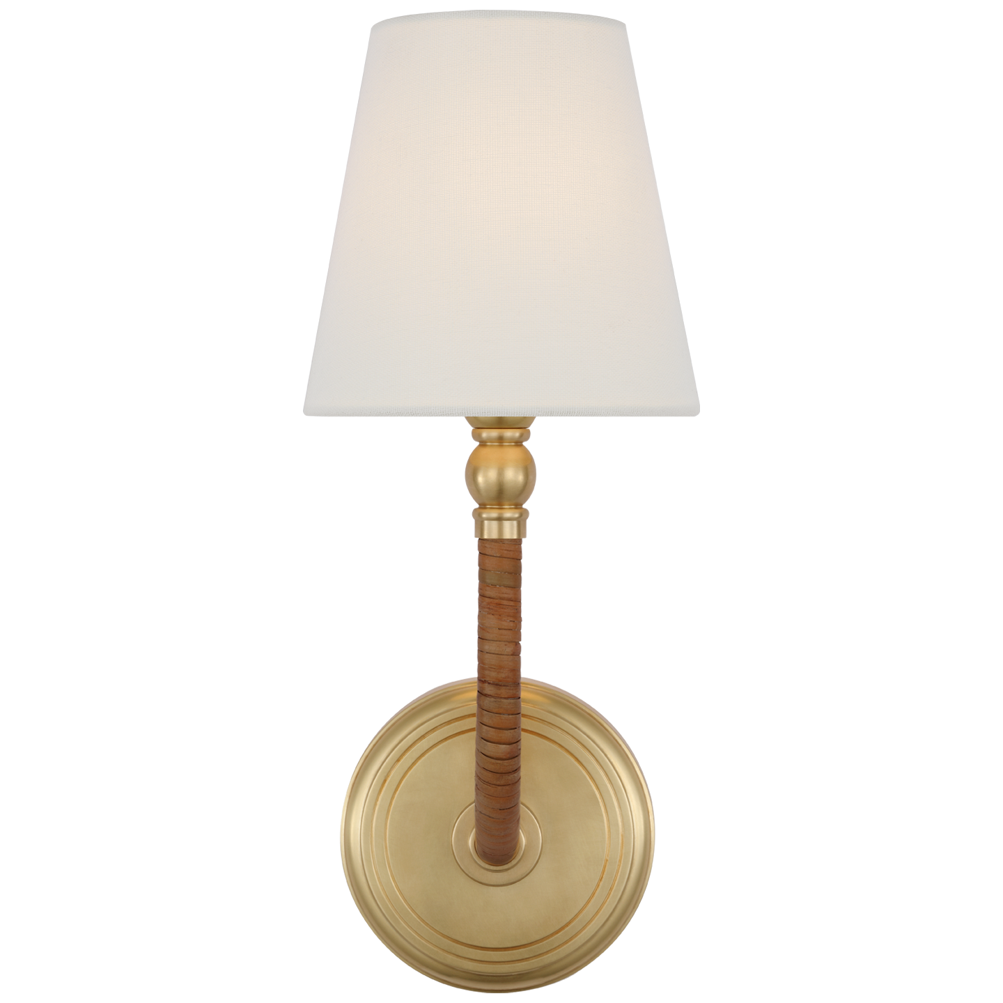 Basden Curved Wall Sconce - Brass & Rattan