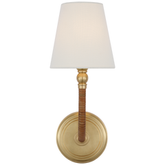 Basden Curved Wall Sconce - Brass & Rattan
