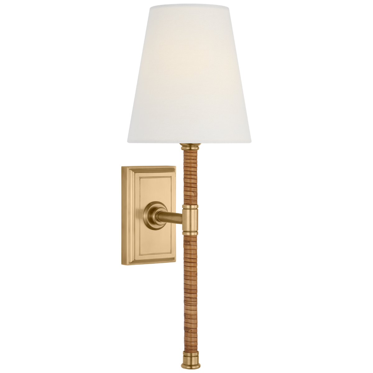Basden Tall Wall Sconce - Brass & Rattan