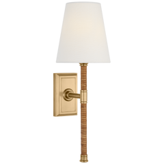 Basden Tall Wall Sconce - Brass & Rattan