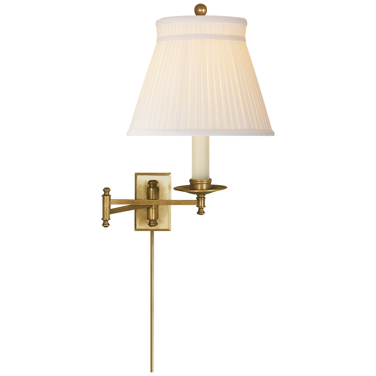 Dorchester Swing Arm Plug-in Wall Light - White/Black Shade