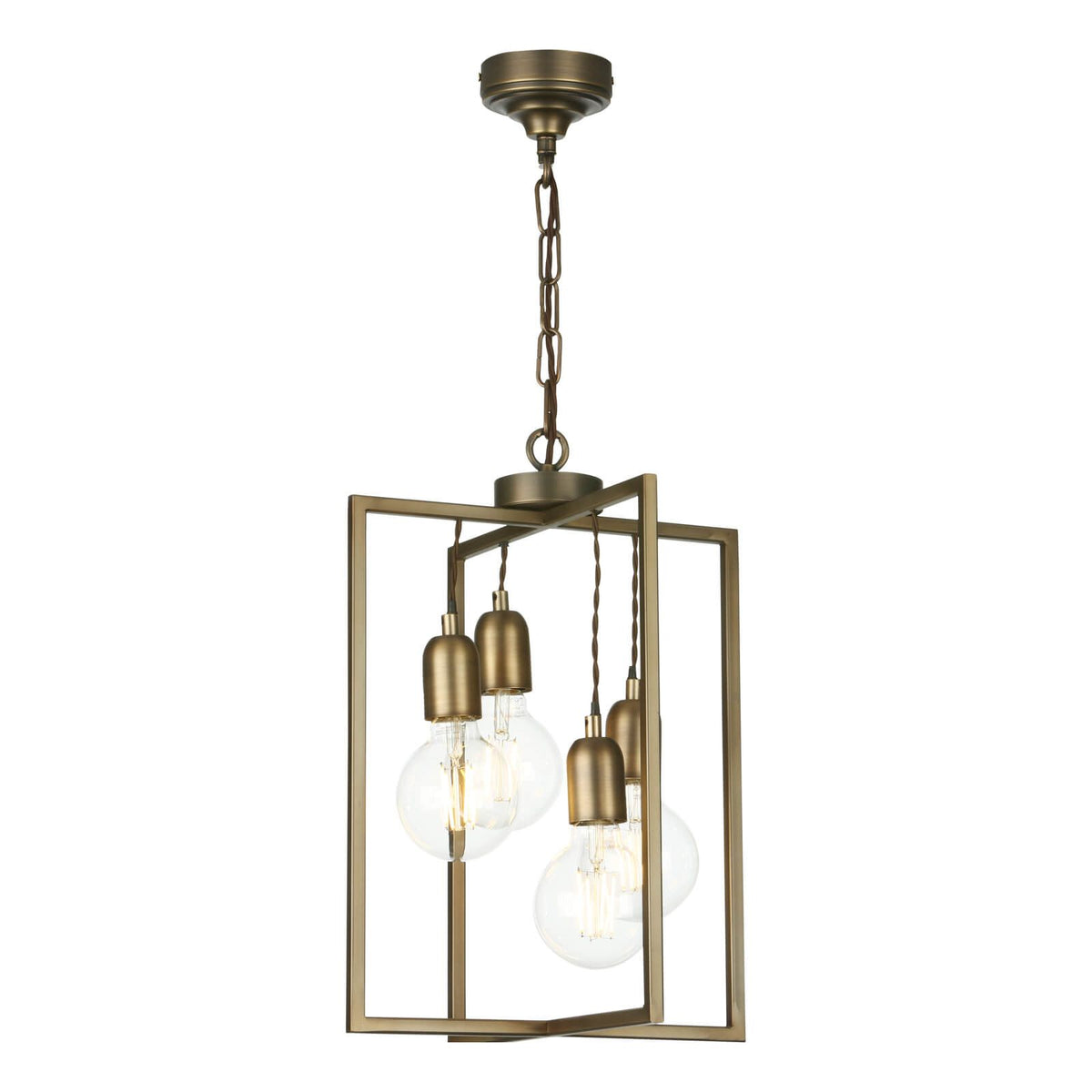 Chiswick Four Light Pendant in Antique Brass