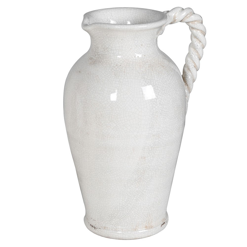 Off White Ceramic Twist Handle Jug