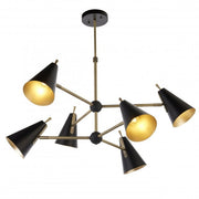 Toulouse 6Lt Multi-Arm Pendant - Brass & Matt Black