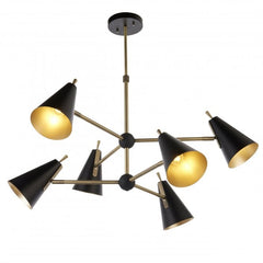 Toulouse 6Lt Multi-Arm Pendant - Brass & Matt Black