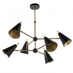 Toulouse 6Lt Multi-Arm Pendant - Brass & Matt Black