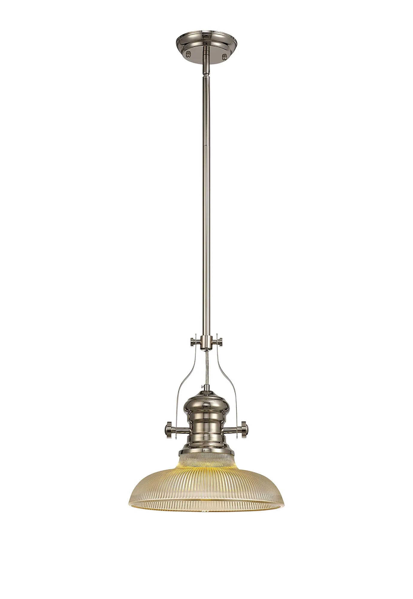 Savannah Single Pendant Ceiling Light 1 E27  Polished Nickel With Various Glass  Shade Colours IP20