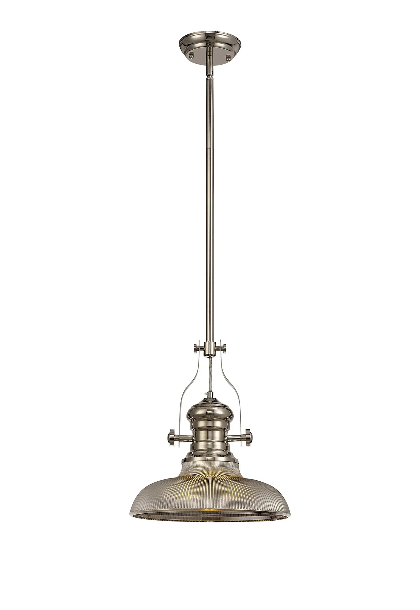 Savannah Single Pendant Ceiling Light 1 E27  Polished Nickel With Various Glass  Shade Colours IP20