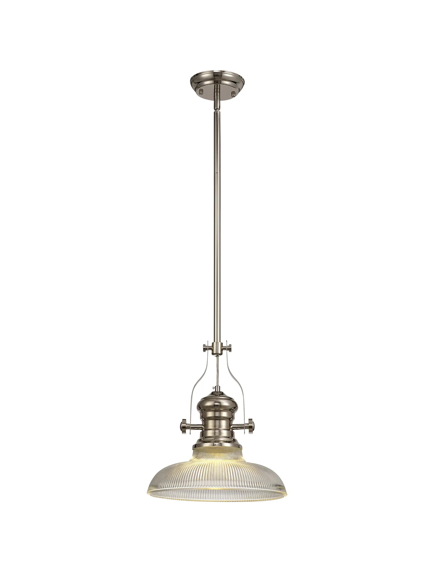 Savannah Single Pendant Ceiling Light 1 E27  Polished Nickel With Various Glass  Shade Colours IP20