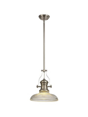 Savannah Single Pendant Ceiling Light 1 E27  Polished Nickel With Various Glass  Shade Colours IP20