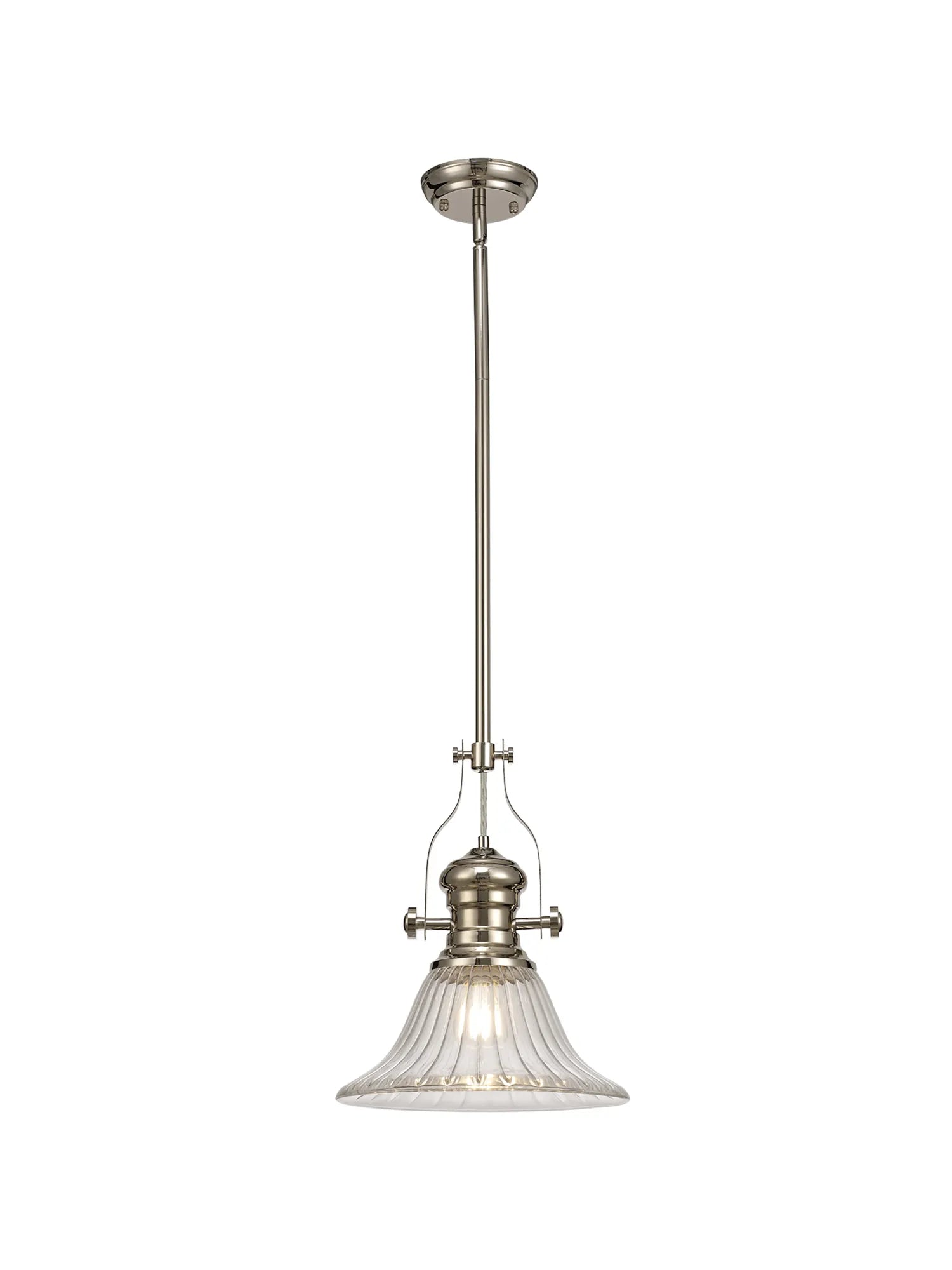 Savannah Single Pendant Ceiling Light 1 E27  Polished Nickel With Various Glass  Shade Colours IP20