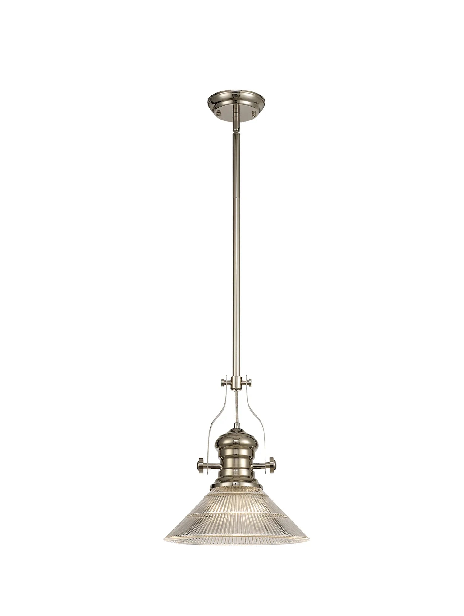 Savannah Single Pendant Ceiling Light 1 E27  Polished Nickel With Various Glass  Shade Colours IP20