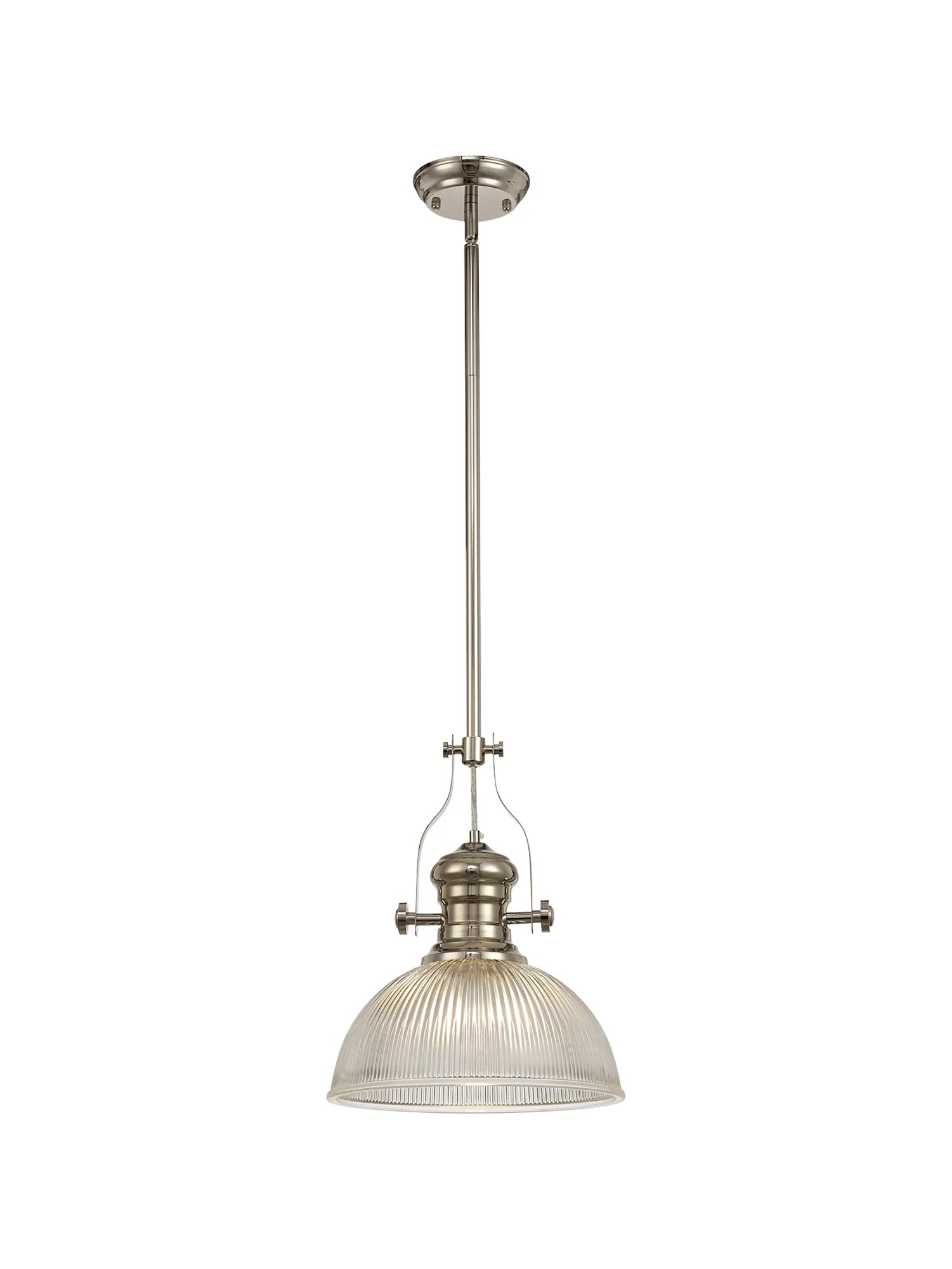 Savannah Single Pendant Ceiling Light 1 E27  Polished Nickel With Various Glass  Shade Colours IP20