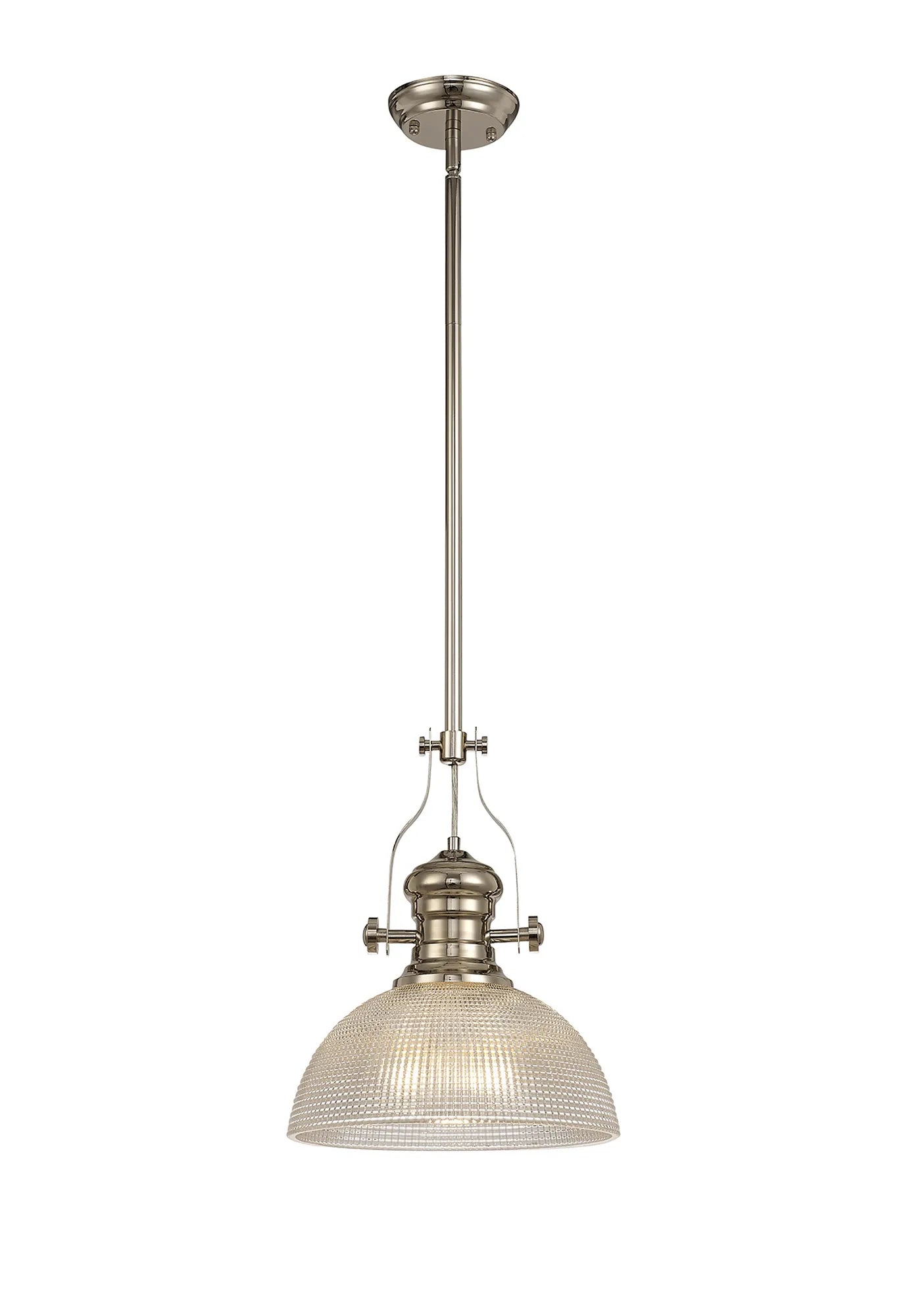 Savannah Single Pendant Ceiling Light 1 E27  Polished Nickel With Various Glass  Shade Colours IP20