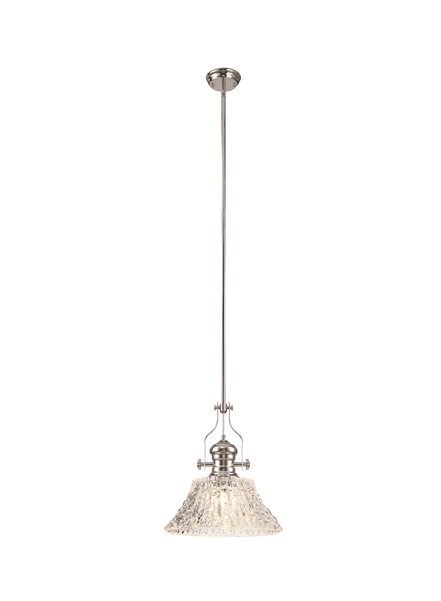 Savannah Single Pendant Ceiling Light 1 E27  Polished Nickel With Various Glass  Shade Colours IP20