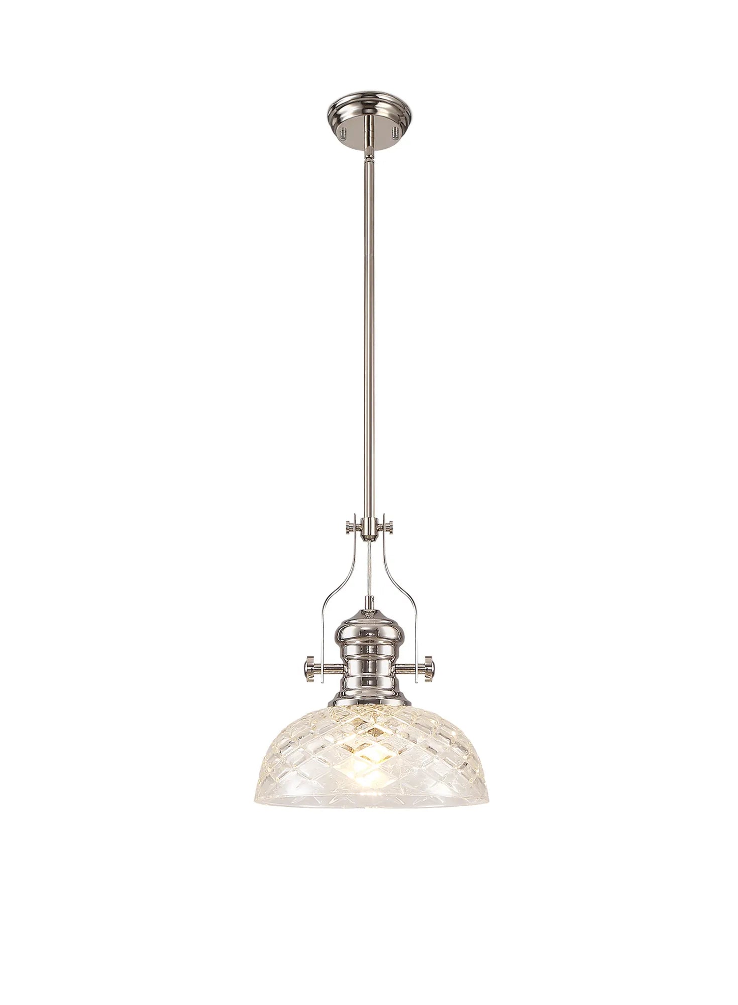 Savannah Single Pendant Ceiling Light 1 E27  Polished Nickel With Various Glass  Shade Colours IP20