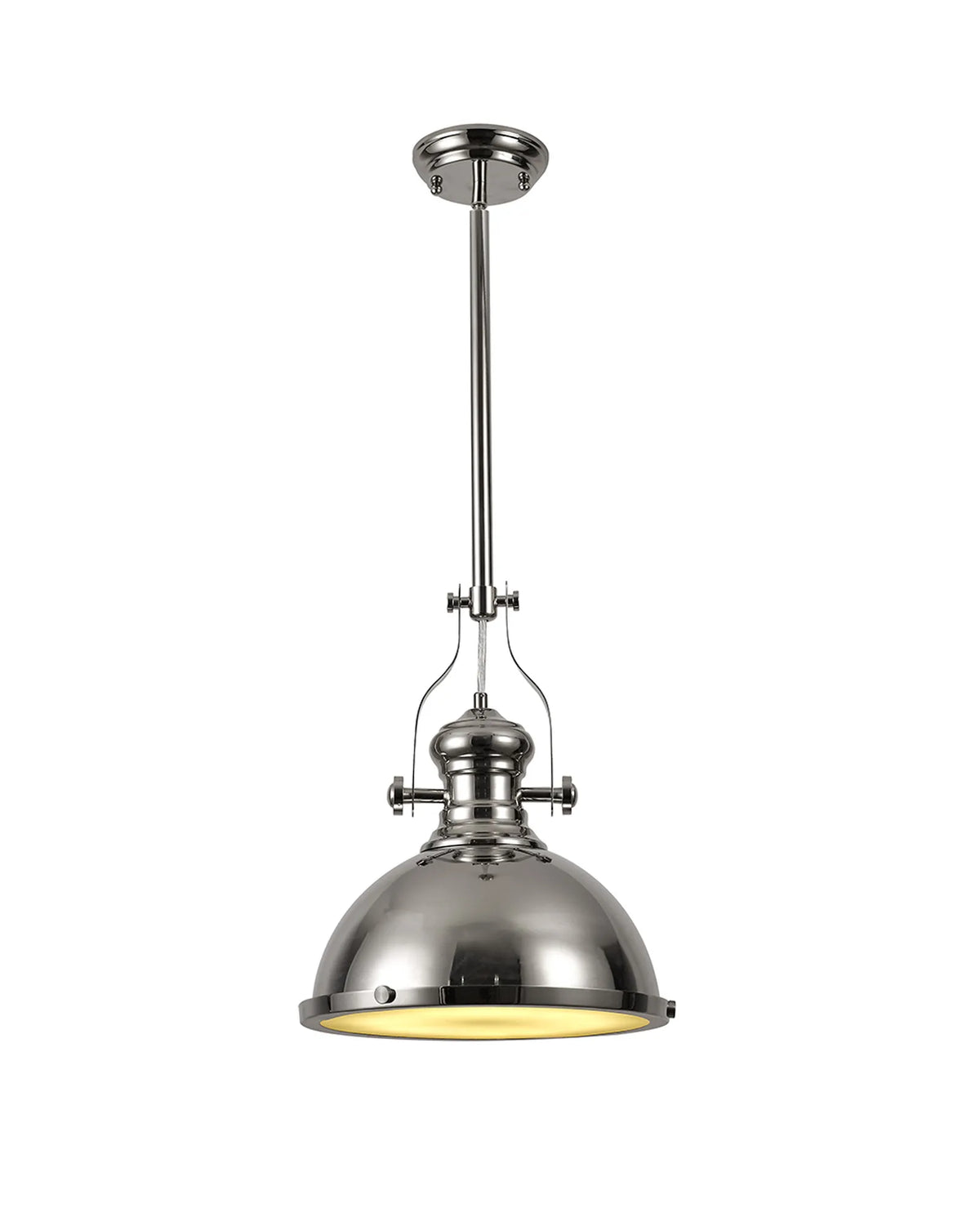 Savannah Single Pendant Ceiling Light 1 E27  Polished Nickel With Various Glass  Shade Colours IP20