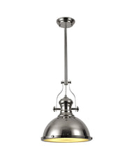 Savannah Single Pendant Ceiling Light 1 E27  Polished Nickel With Various Glass  Shade Colours IP20