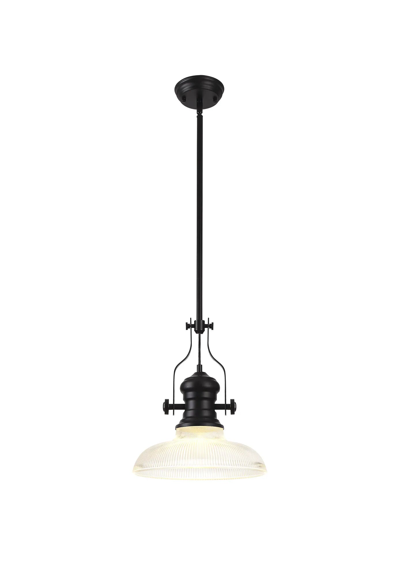 Savannah Single Pendant, 1 x E27, Round Champfered Glass, Matt Black - Finish