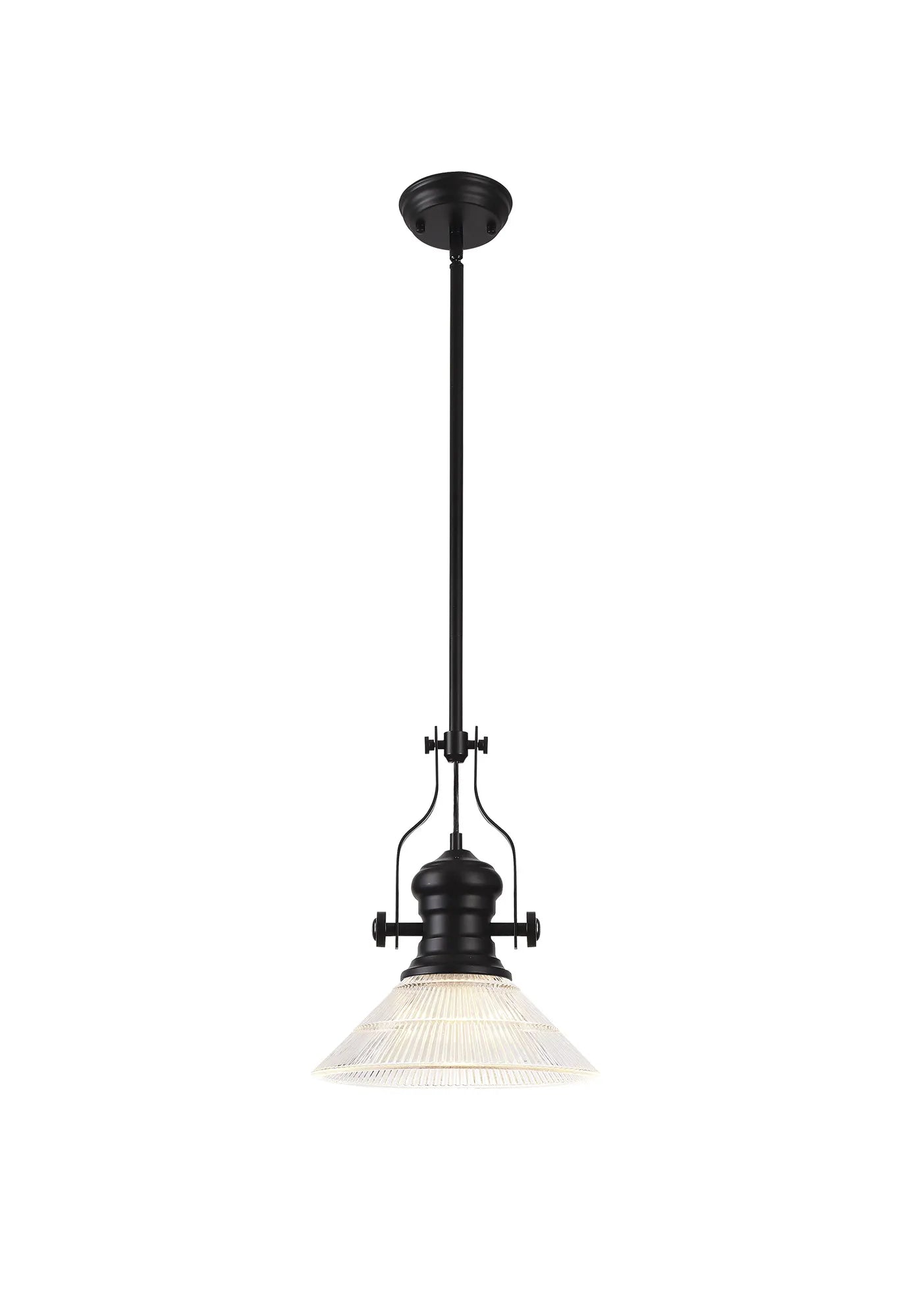 Savannah Single Pendant, 1 x E27, Round Champfered Glass, Matt Black - Finish