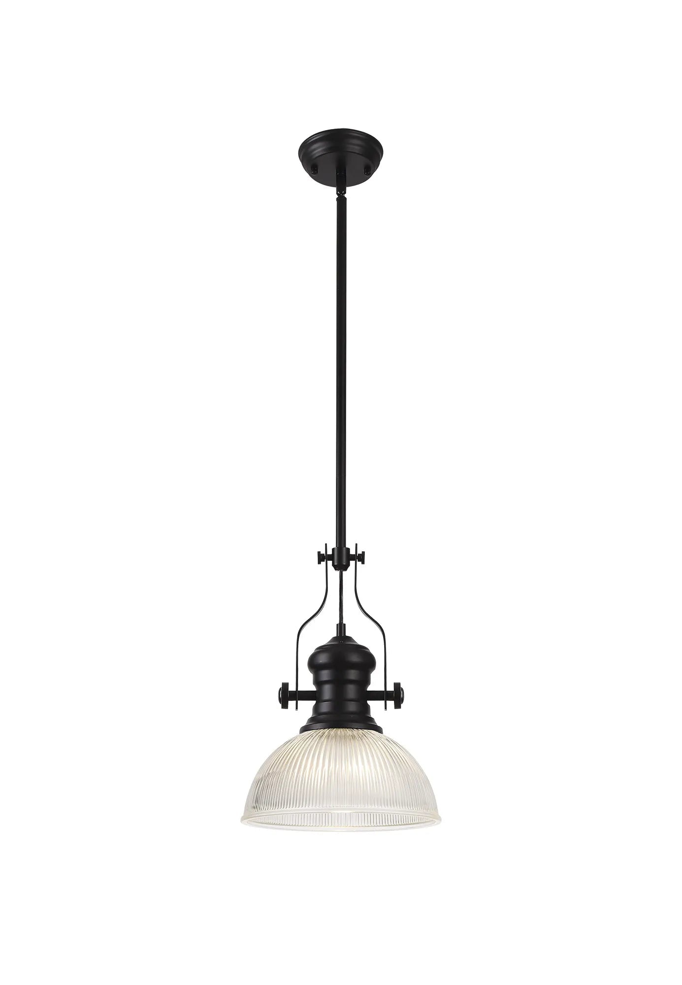 Savannah Single Pendant, 1 x E27, Round Champfered Glass, Matt Black - Finish