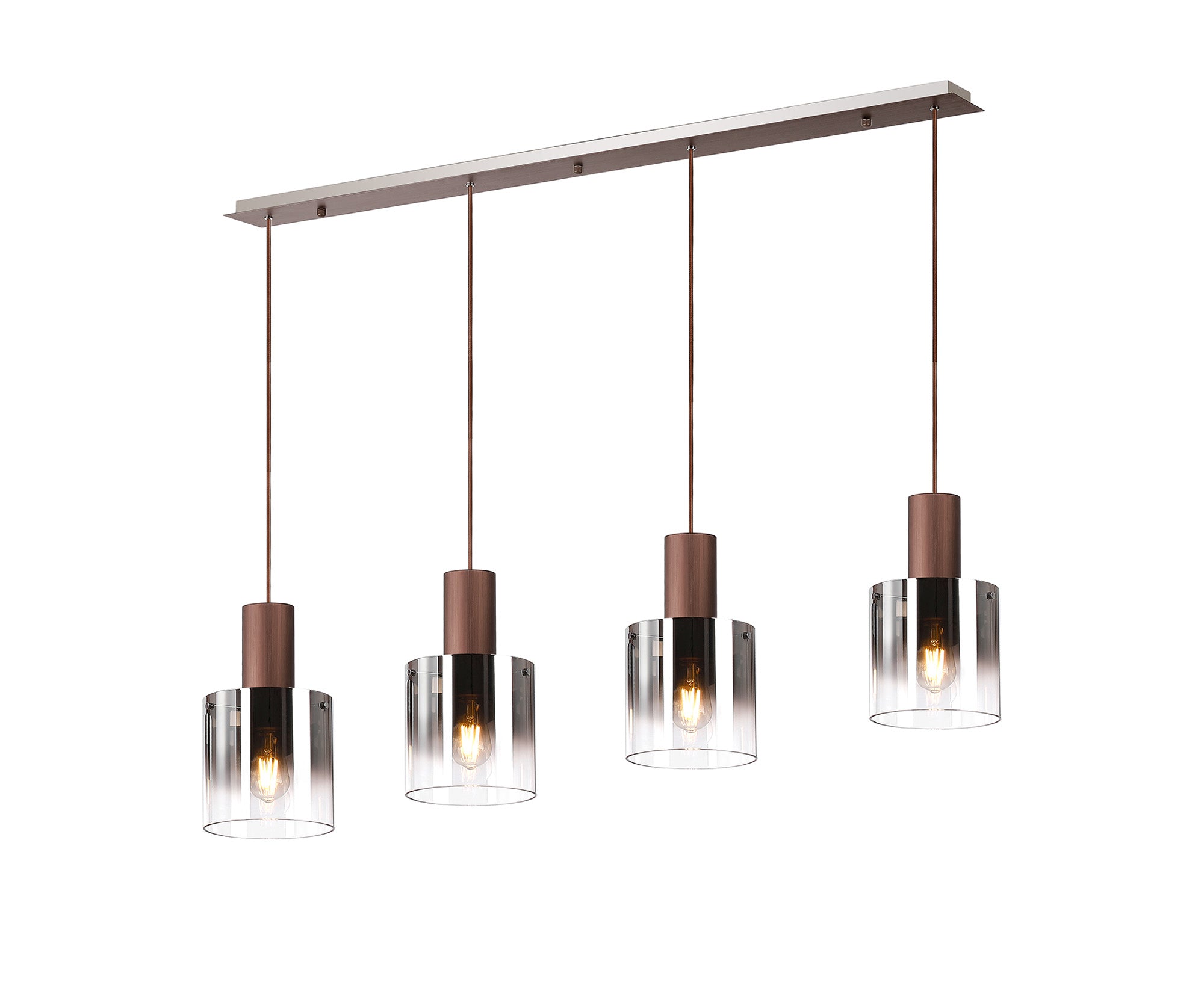 Hailey 4Lt Linear Pendant Wide Line Glass - Various Colours