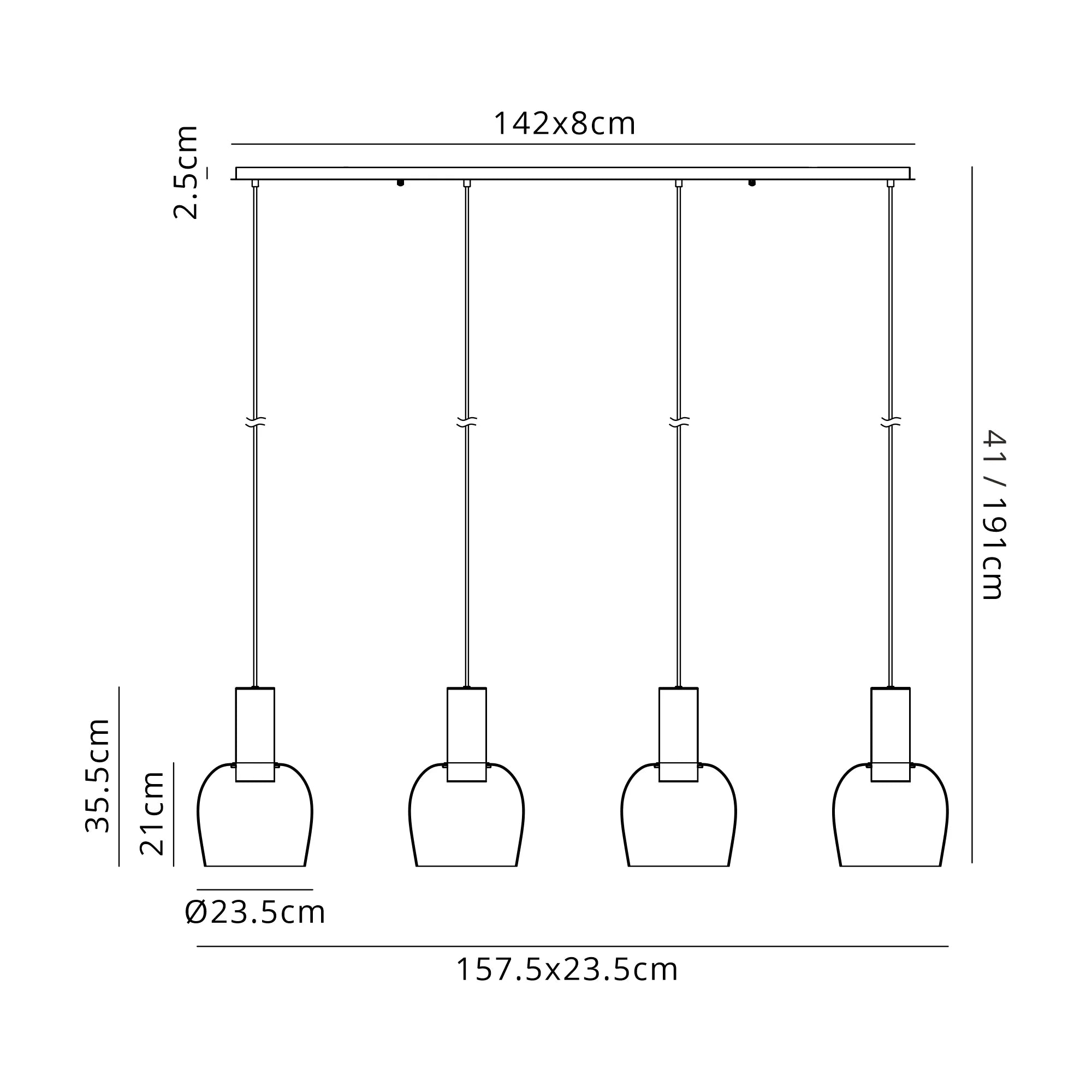 Camden 4Lt Linear Pendant