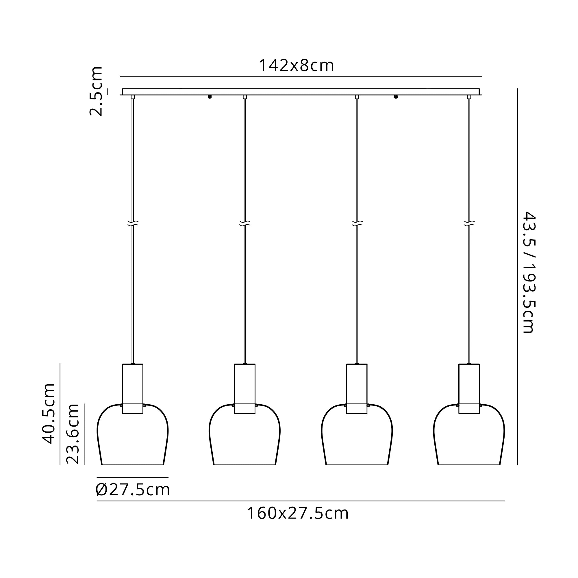 Camden 4Lt Linear Pendant