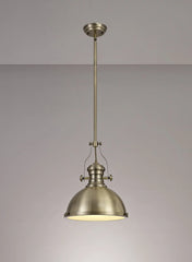 Lumi Multi Height Pendant, Antique Brass/Frosted Glass