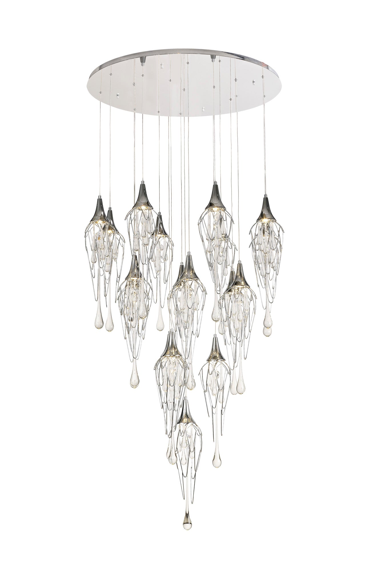 Accent Pendant Round , Polished Chrome Cluster