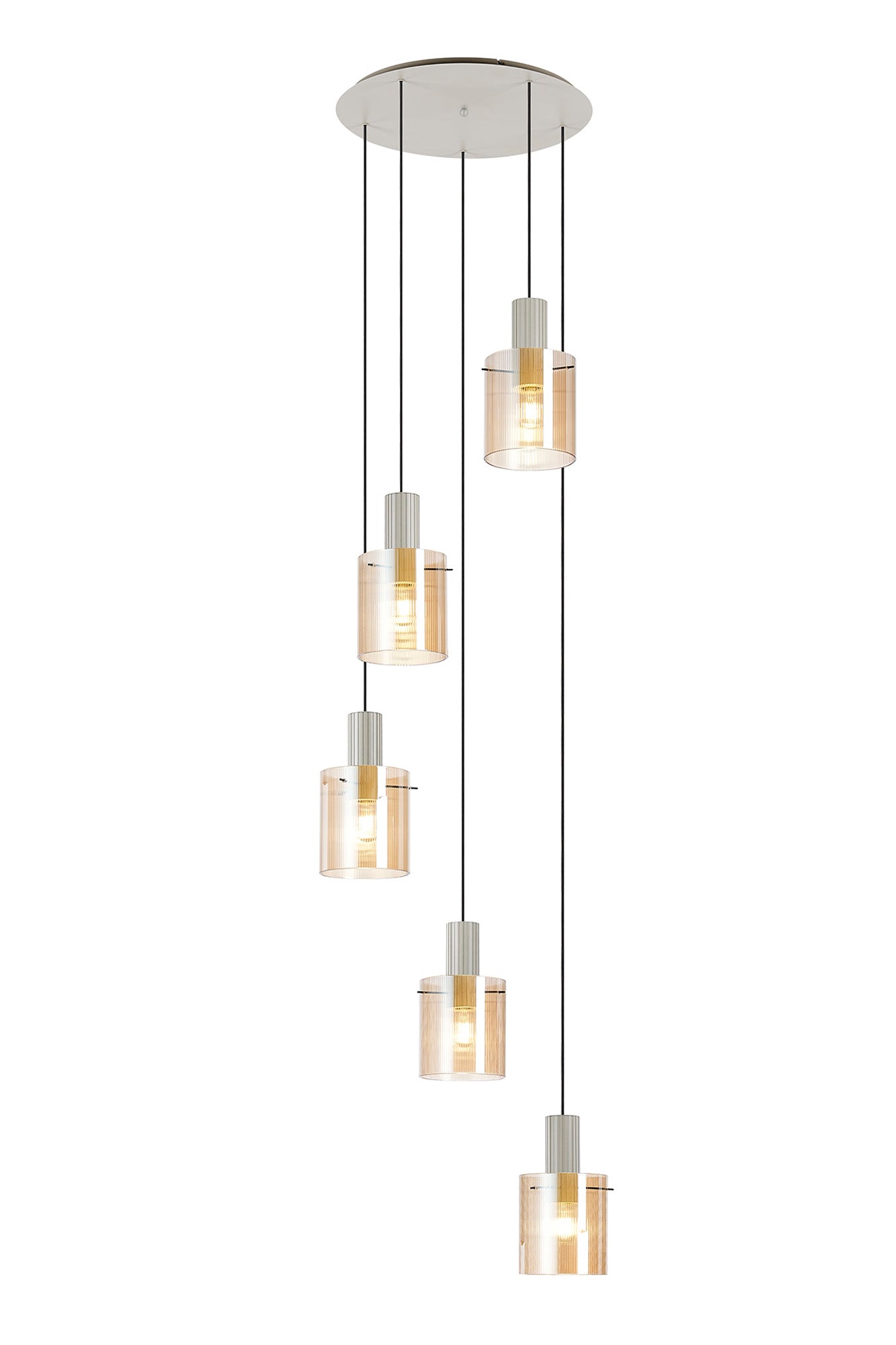 Hailey 5Lt Round Pendant Narrow Line Glass - Various Colours