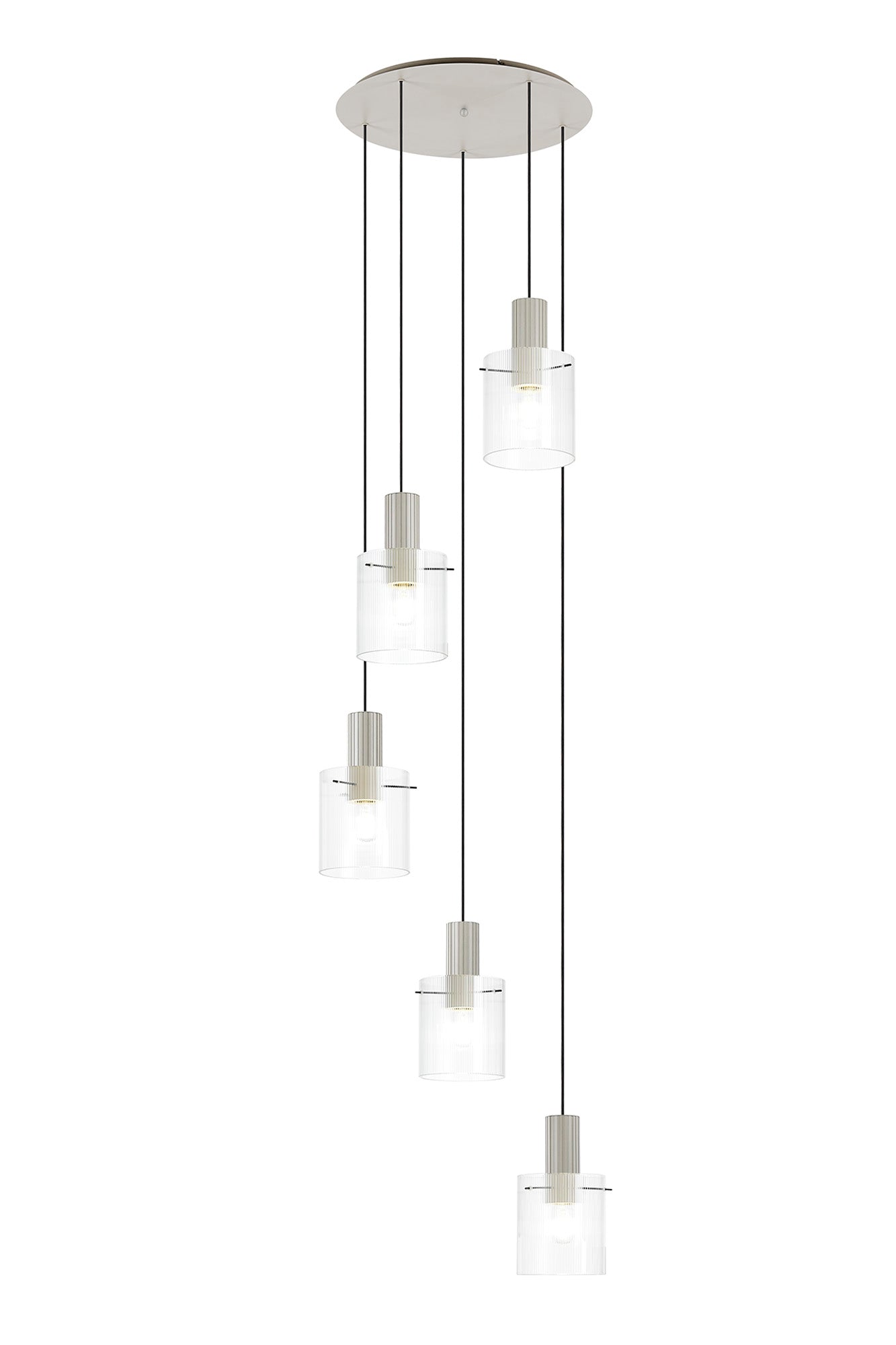 Hailey 5Lt Round Pendant Narrow Line Glass - Various Colours