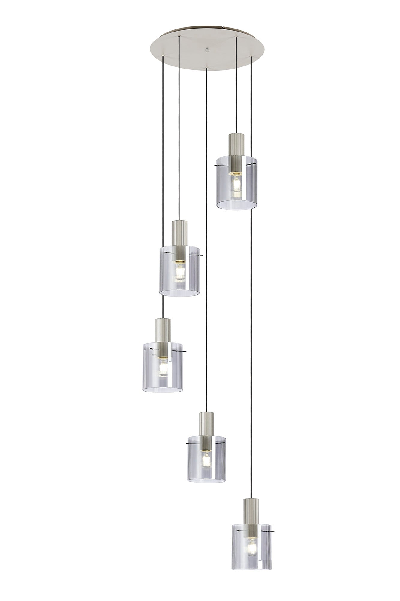 Hailey 5Lt Round Pendant Narrow Line Glass - Various Colours