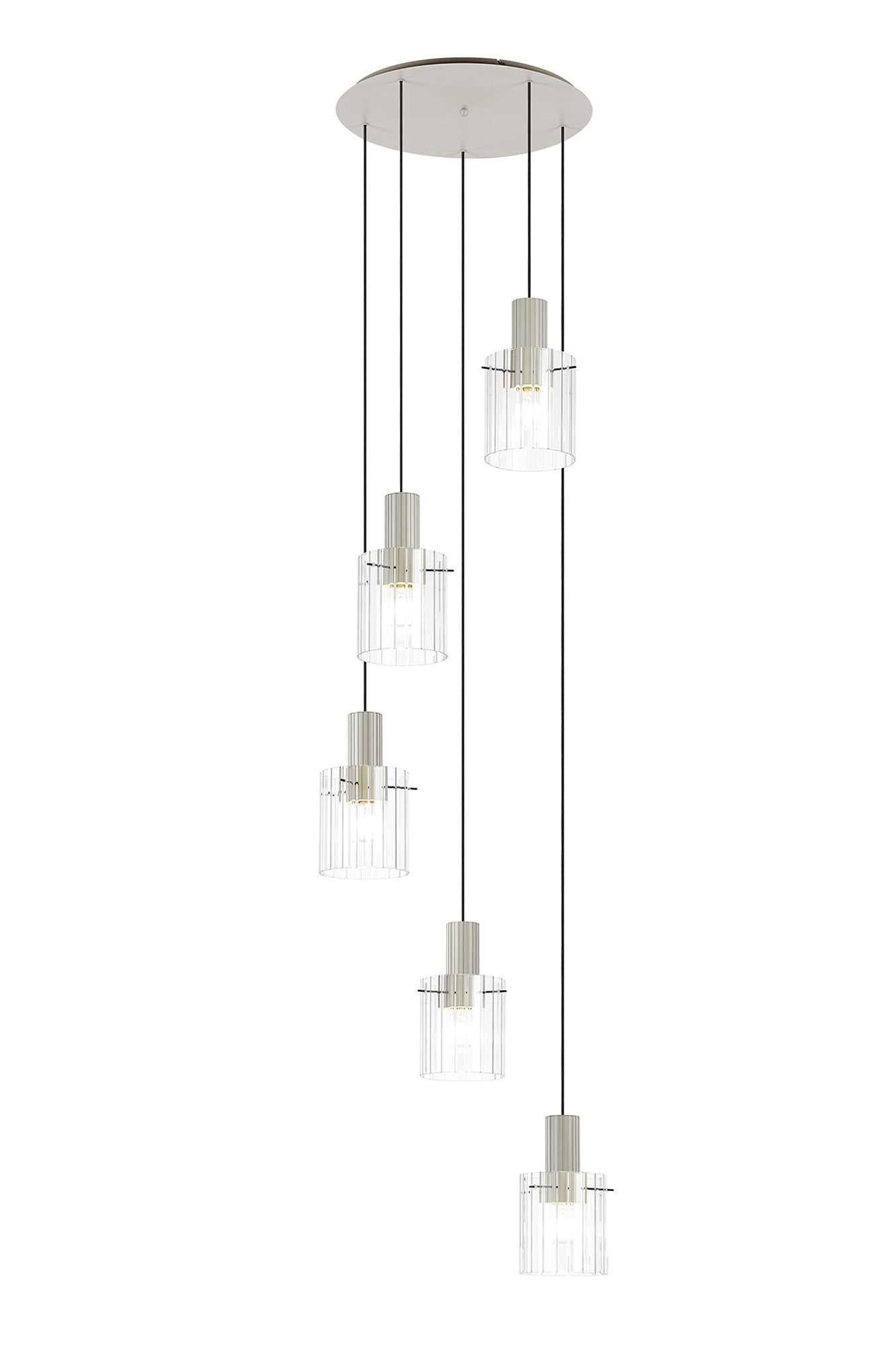 Hailey 5Lt Cluster Pendant Wide Line Glass - Various Colours