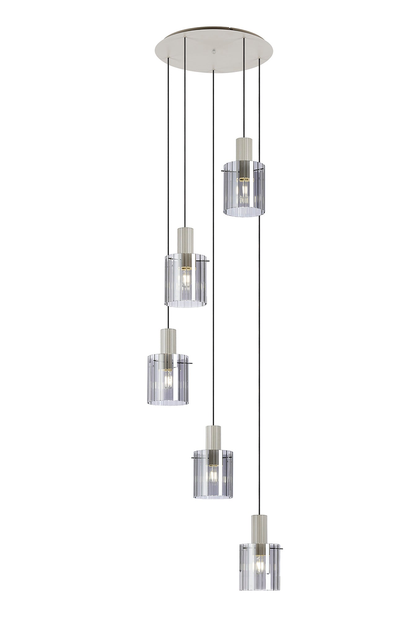 Hailey 5Lt Wide Ribbed Cluster Pendant - Various Colours