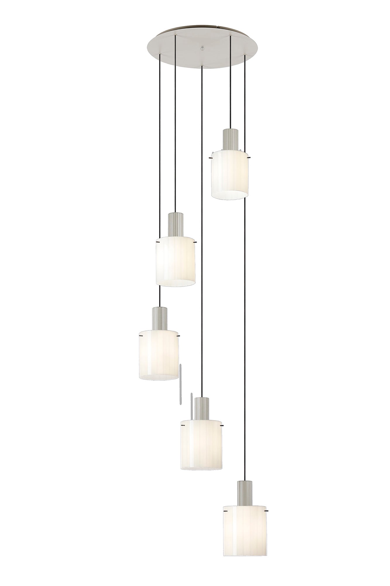 Hailey 5Lt Round Pendant Narrow Line Glass - Various Colours