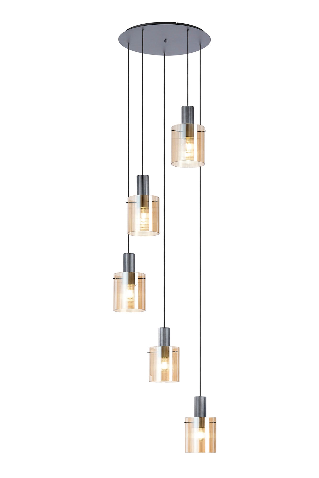 Hailey 5Lt Round Pendant Narrow Line Glass - Various Colours