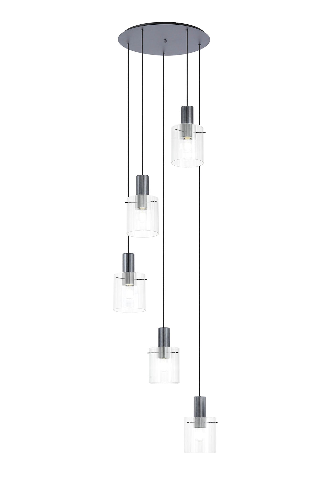 Hailey 5Lt Round Pendant Narrow Line Glass - Various Colours