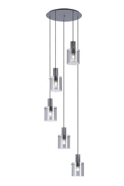 Hailey 5Lt Round Pendant Narrow Line Glass - Various Colours