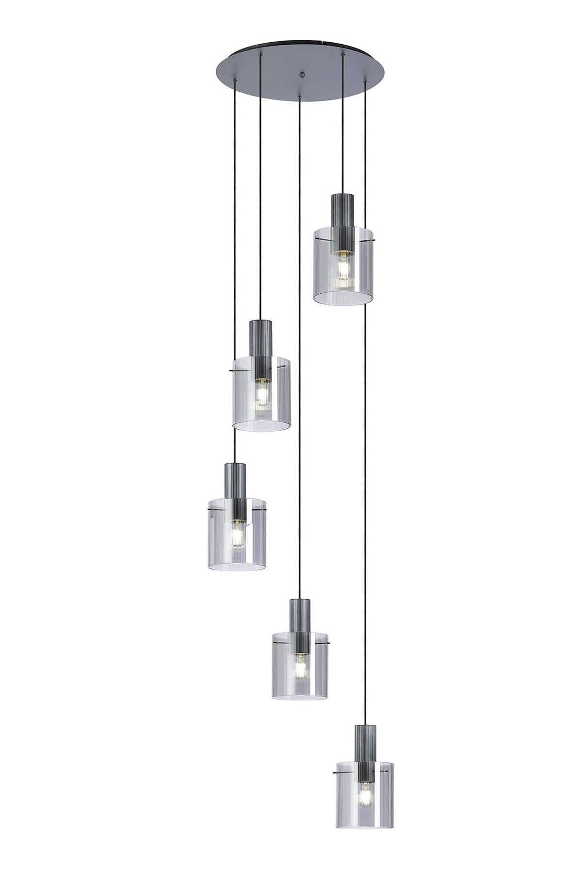 Hailey 5Lt Round Pendant Narrow Line Glass - Various Colours