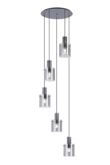 Hailey 5Lt Round Pendant Narrow Line Glass - Various Colours
