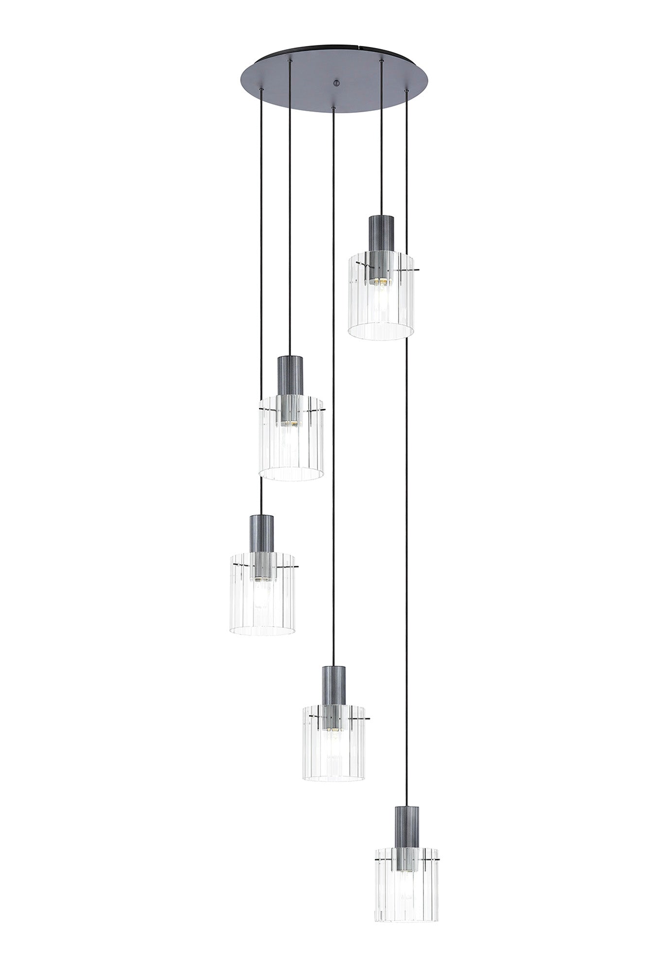 Hailey 5Lt Wide Ribbed Cluster Pendant - Various Colours