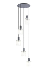 Hailey 5Lt Wide Ribbed Cluster Pendant - Various Colours