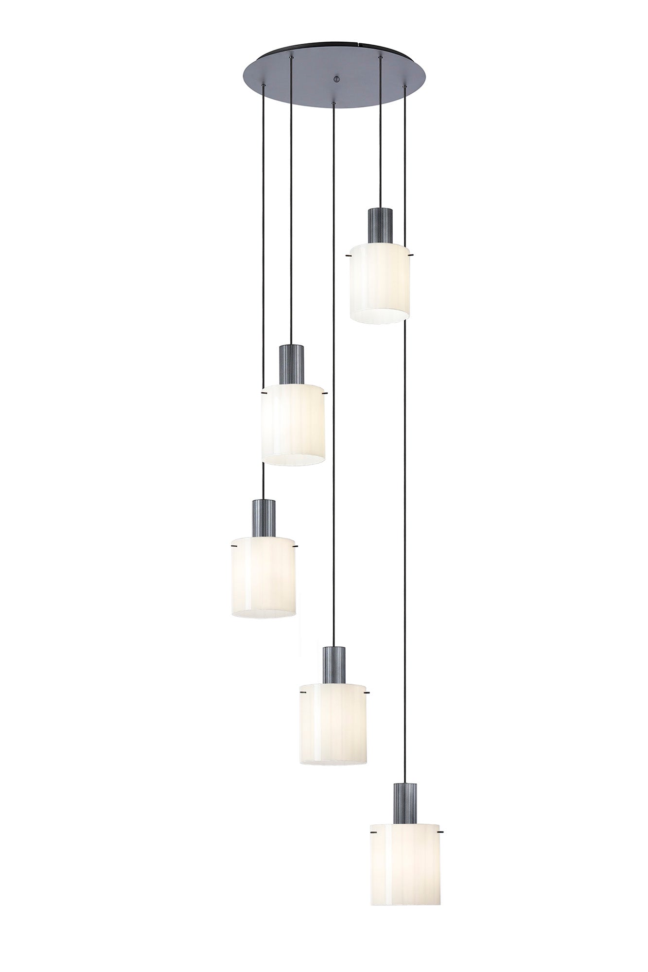 Hailey 5Lt Round Pendant Narrow Line Glass - Various Colours
